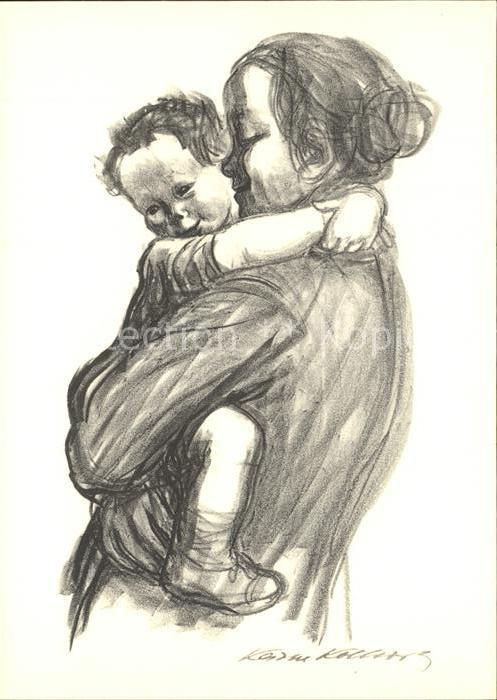 Kuenstlerkarte Käthe Kollwitz Mutter mit Jungen auf de