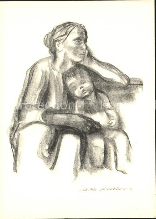 Kuenstlerkarte Käthe Kollwitz Arbeiterfrau mit Jungen