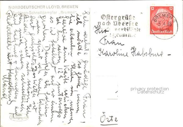 Dampfer Oceanliner Bremen – Bild 2
