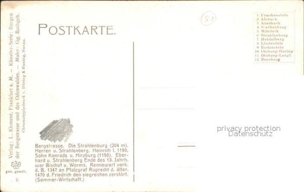 Schriesheim Strahlenburg Künstlerkarte G. Rothgeb. – Bild 2