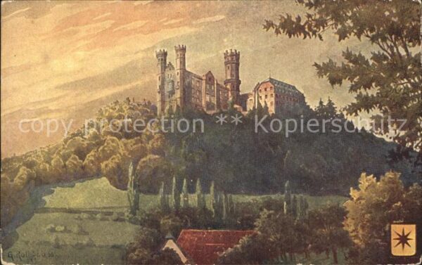 Balduinstein Schloss Schaumburg Künstlerkarte G. Rot