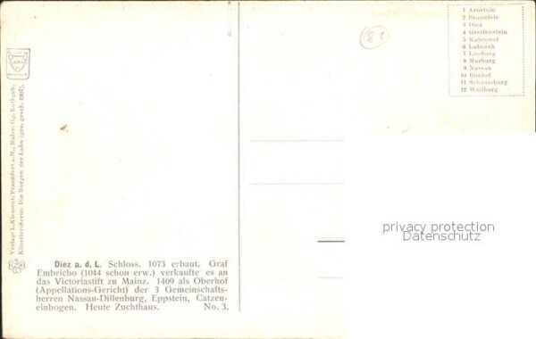 Diez Lahn Grafenschloss Diez Künstlerkarte G. Rot – Bild 2