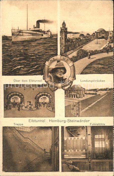 Hamburg Steinwaerder Elbtunnel Treppe Fahrstühle Seemann