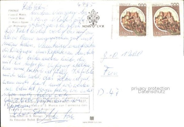 Firenze Florenz St. Markusplatz – Bild 2