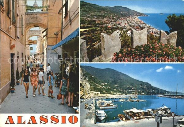 ALASSIO Savona Liguria IT Panorama Hafen Gasse
