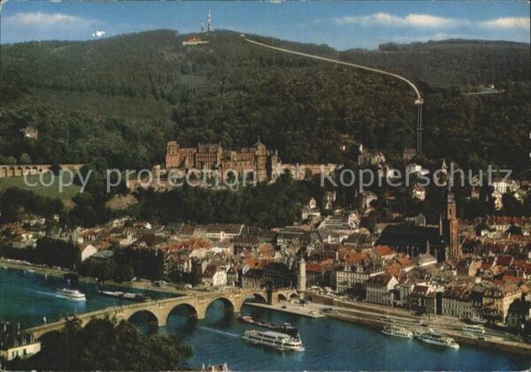 Heidelberg Neckar Blick auf die Bergbahn Königsstuhl Fers