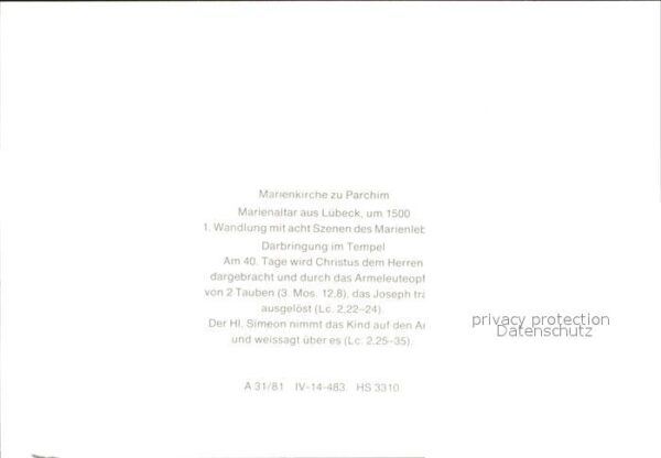 Parchim Mecklenburg-Vorpommern Marienaltar aus Lübeck  Darbringung im – Bild 2