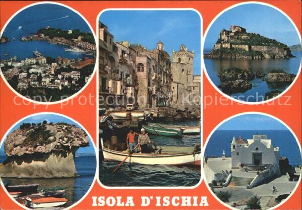 Isola d Ischia Teilansichten Insel Hafen Fischerboot