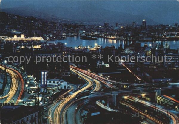 Genova Genua Liguria Panorama notturno Nachtaufnahme