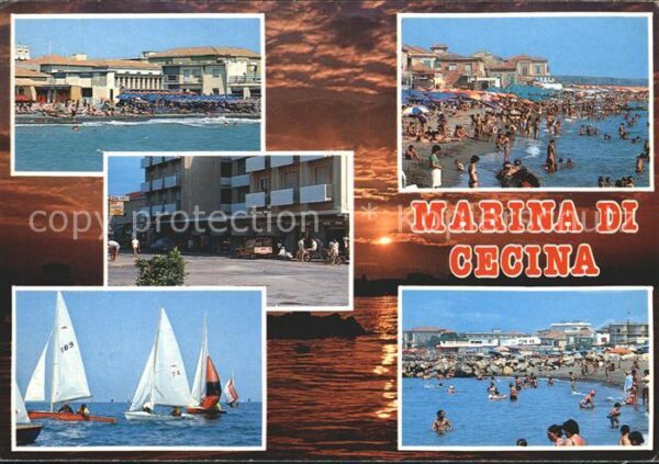 Marina di Cecina Strand Segelregatta Abendstimmung am Me