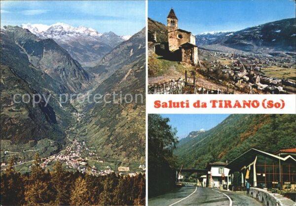 Tirano Gesamtansicht mit Alpenpanorama Kirche