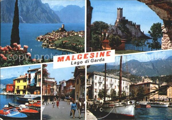 Malcesine Lago di Garda Panorama Gardasee Hafen Segelboot Stras