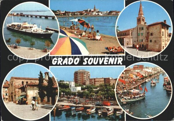 Grado Gorizia Hafen Fähre Strand Kirche Strassenparti