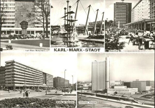 Karl-Marx-Stadt Karl Marx Monument Omnibusbahnhof Rosen