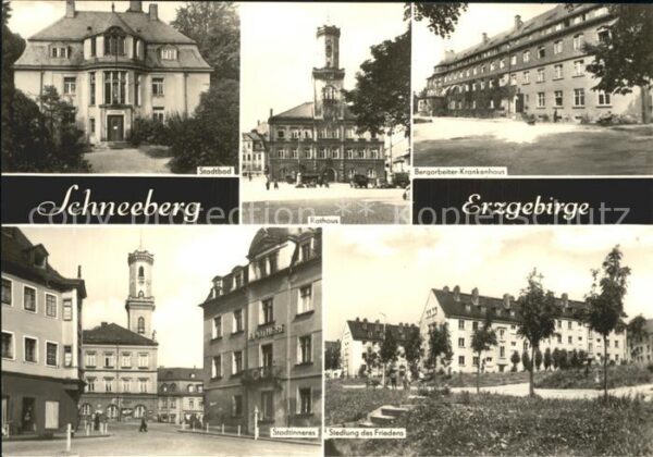 Schneeberg Erzgebirge Stadtbad Rathaus Krankenhaus Siedlung d