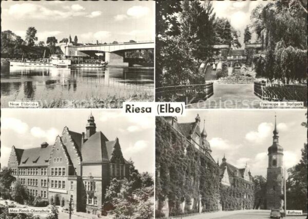 Riesa Sachsen Elbbrücke Dampfer Freitreppe Stadtpark