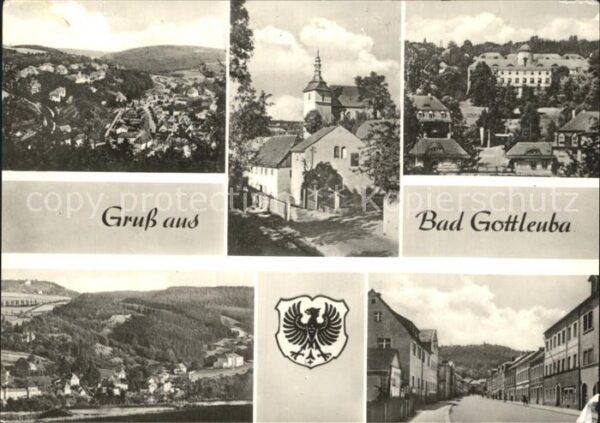 Bad Gottleuba-Berggiesshuebel Teilansichten Kirche Hauptstrasse Wappe