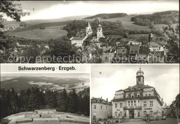 Schwarzenberg Erzgebirge Teilansicht mit Schloss Wilhelm Pieck F
