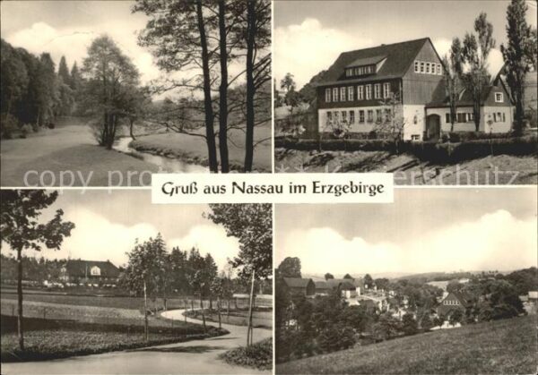 Nassau Erzgebirge Teilansichten Landstrasse Bachlauf
