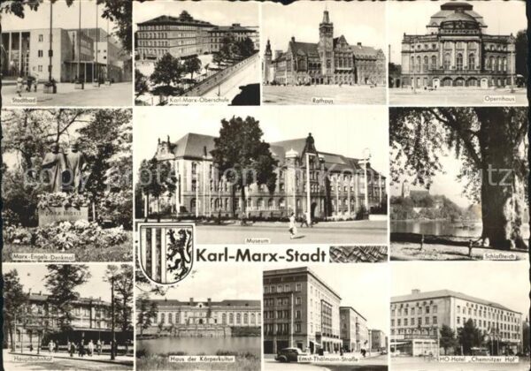Karl-Marx-Stadt Stadtbad Schule Rathaus Opernhaus Schlo