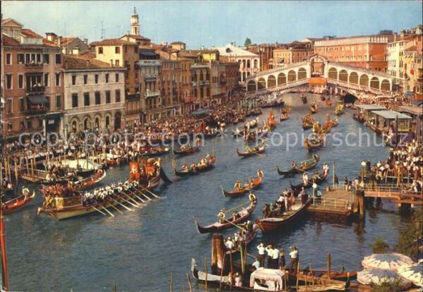 Venezia Venedig Canale Grande e Ponto di Rialto Regata