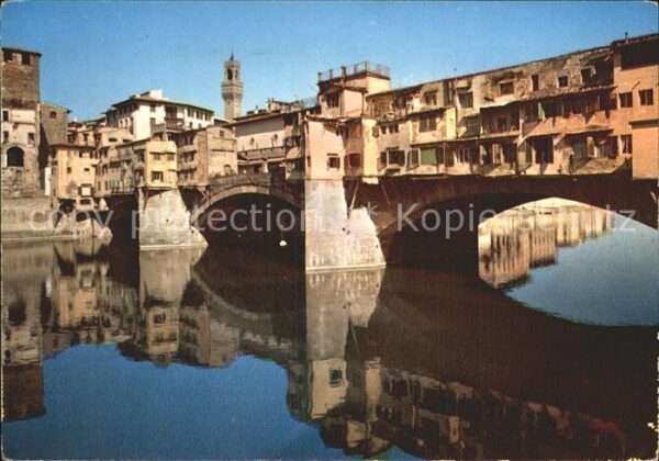 Firenze Florenz Ponte Vecchio Brücke Wasserspiegelung