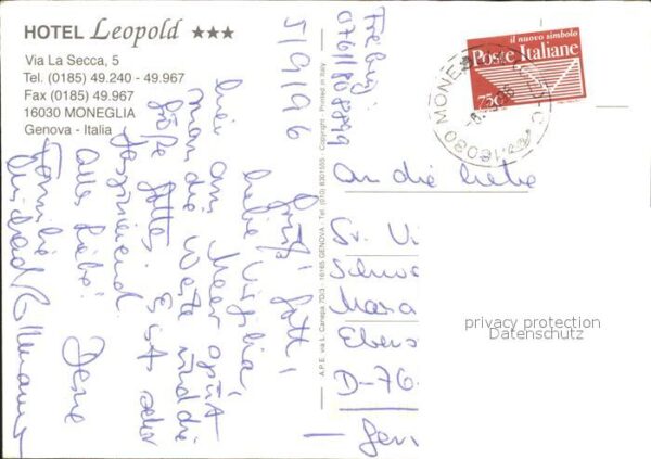 Moneglia Liguria Hotel Leopol Swimming Pool Panorama – Bild 2