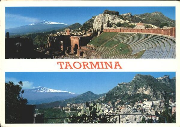 Taormina Sizilien Amphitheater Panorama mit Blick zum Ätn