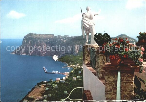 Capri Blick von Terrasse Statue Hafen Steilkü