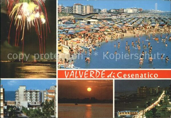 Valverde di Cesenatico Feuerwerk Strand Sonnenuntergang Nachta