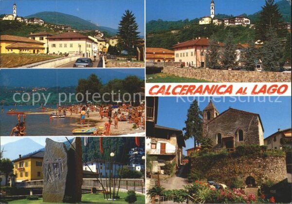 Calceranica al Lago Teilansichten Kirche Strand Gedenkstein
