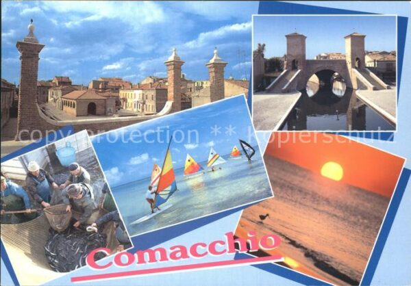 Comacchio Brücke Trepponti Fischer Windsurfen Son