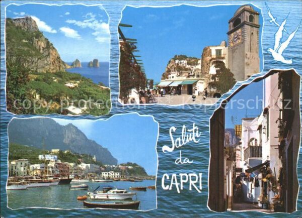 Capri Küste Faraglioni Uhrturm Hafen Gasse
