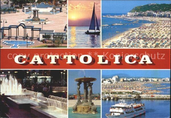 Cattolica Rimini Brunnen Wasserspiele Statue Segelboot S