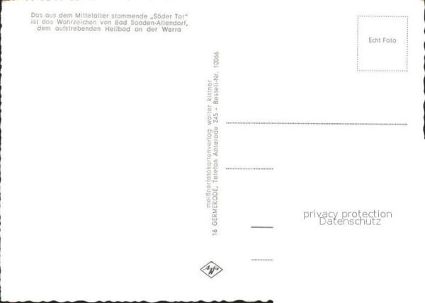 Allendorf Bad Sooden Söder Tor Mittelalter Wahrzeichen – Bild 2