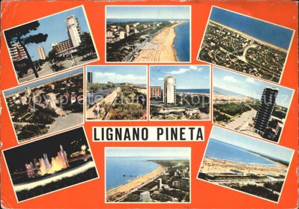 Lignano Pineta Teilansichten Hochhaus Strand Wasserspi