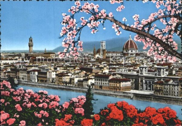 Firenze Florenz Stadtbild mit Dom Palast Baumblüte