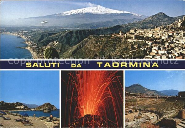 Taormina Sizilien Panorama Ätna Vulkanausbruch Griechisch