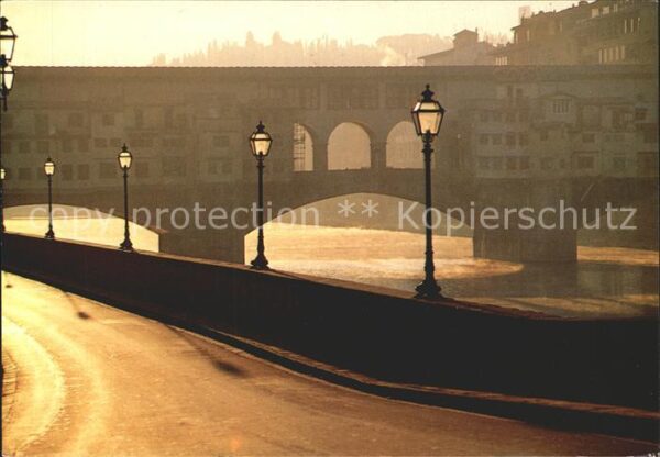 Firenze Florenz Ponte Vecchio Alte Brücke in der Abends