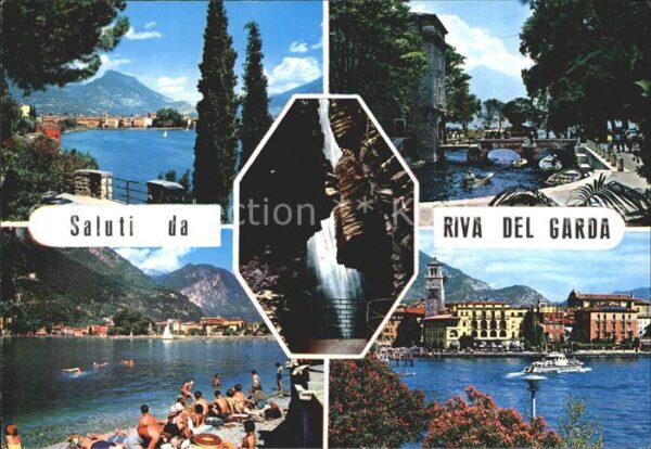 Riva del Garda Uferpromenade Brücke Strand Alpen Wasse