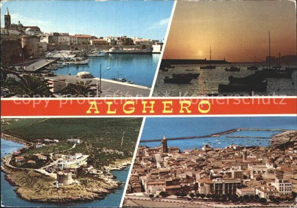 Alghero Hafen Sonnenuntergang Fliegeraufnahme