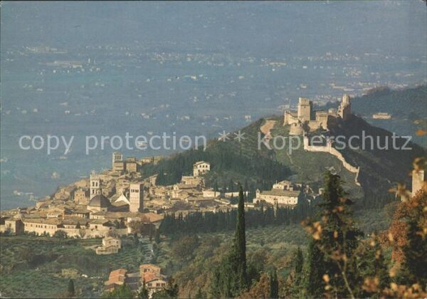 Assisi Umbria Rocca Maggiore vista dal Monte Subasio