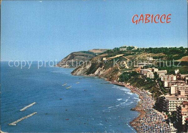 Gabicce Mare Panorama aereo Strand Küste Fliegeraufn