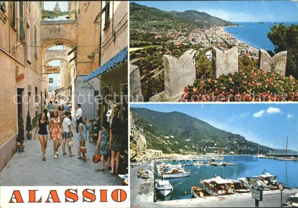 ALASSIO Savona Liguria IT Gasse Panorama Küste Hafen