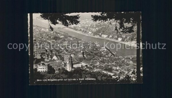 Heidelberg Neckar Blick vom Rinderhäuschen auf Schloss un