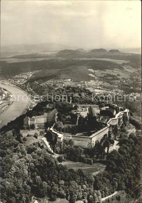 Koenigstein Saechsische Schweiz Festung Königstein Fliegeraufnahme