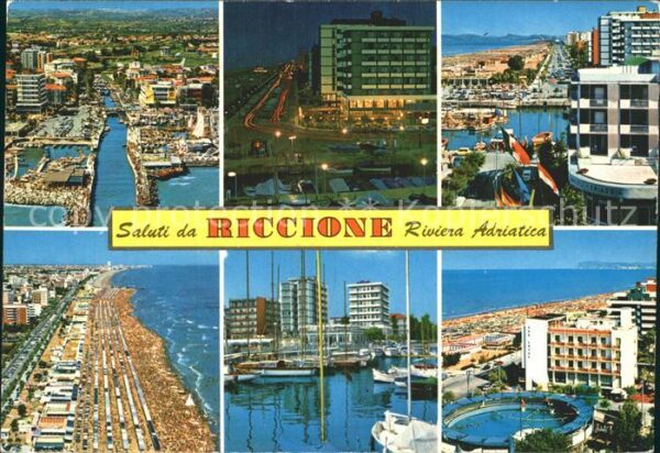 Riccione Total Nachtaufnahme Hafen Strandpartie