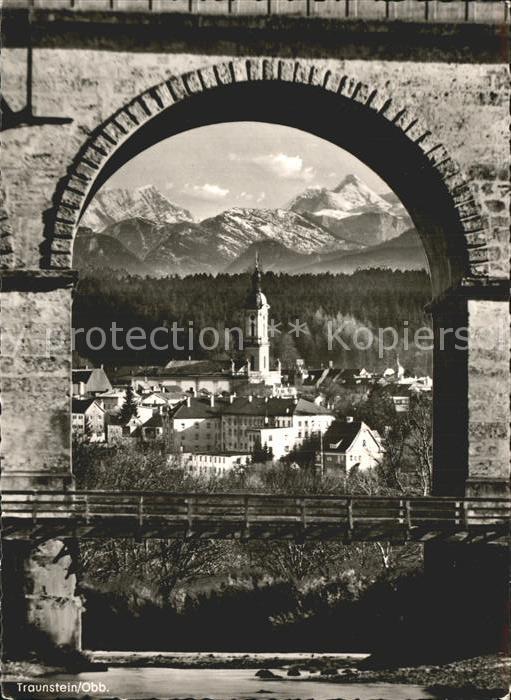 Traunstein Oberbayern Partie an der Traun mit Watzmann und Ho