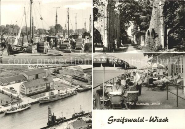 Wieck Greifswald Hafen Fischkutter HO Gaststätte Utkiek
