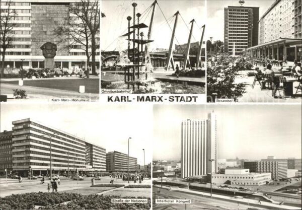 Karl-Marx-Stadt Karl Marx Monument Omnibusbahnhof Rosen